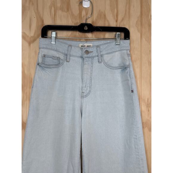 Warp + Weft Wide Leg Jeans Women’s Size 2 / 26 Light Wash NCE Nice Cote Crop - Picture 4 of 9